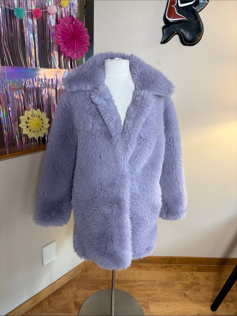 Mango Lavender Teddy Coat with Classic Collar